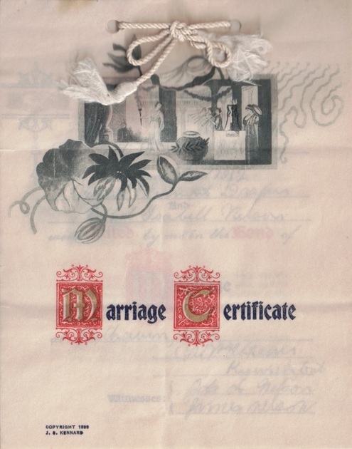 1912 Marriage Certificate for Noah Draper & Ethel Nelson